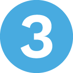 Number three light blue icon